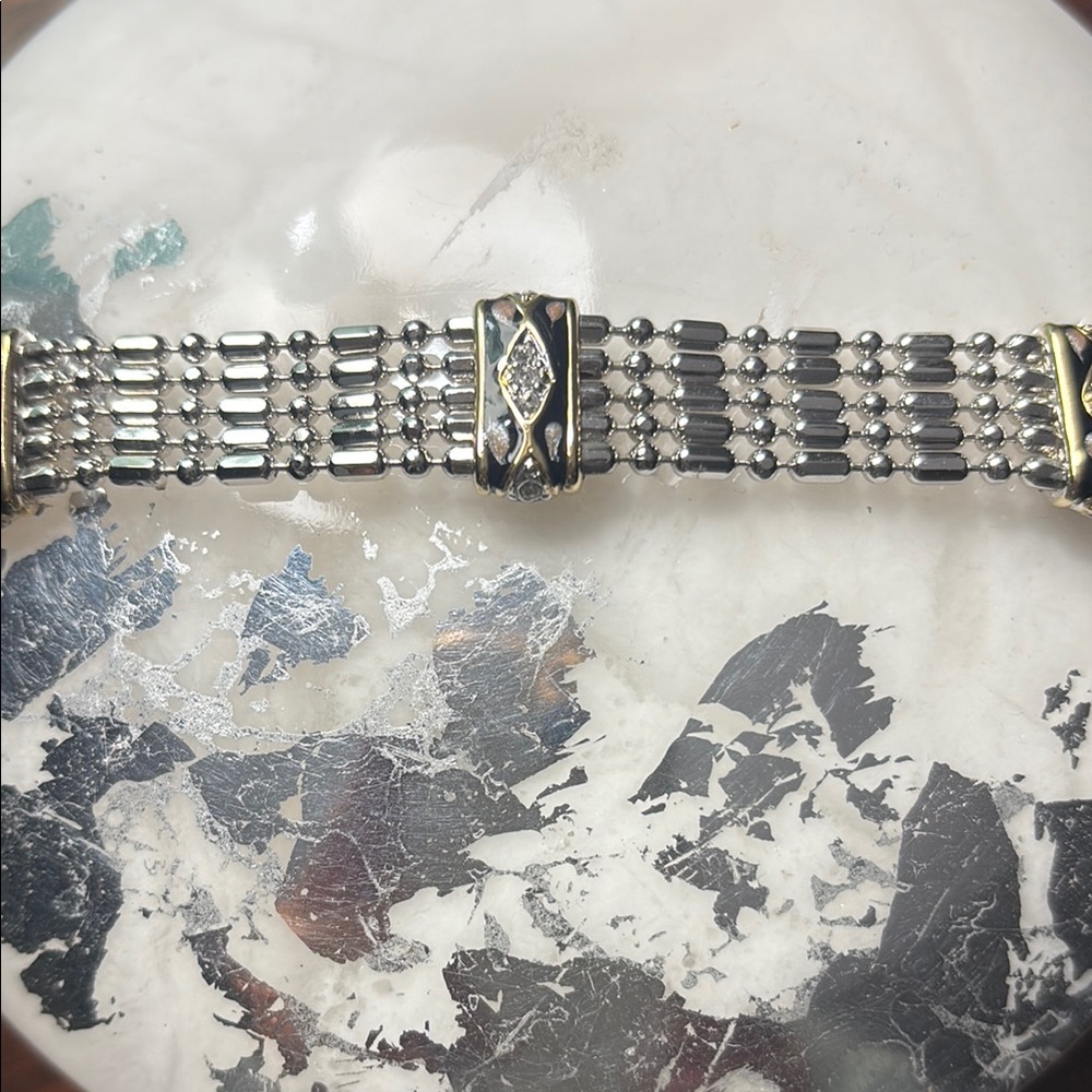 John Mederios Elegant Silver and Black Beaded Bracelet